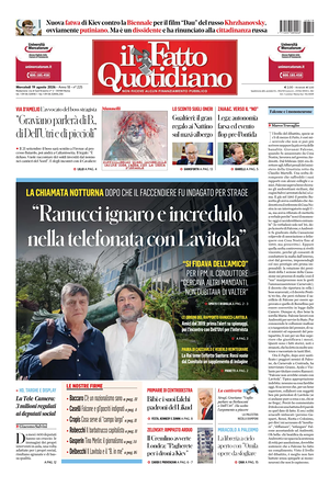 Prima pagina Il Fatto Quotidiano di oggi - Quotidiano nazionale