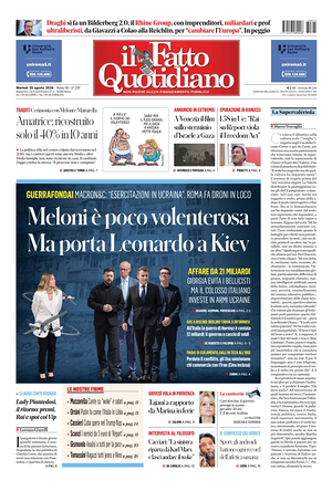 Prima pagina Il Fatto Quotidiano di oggi - Quotidiano nazionale