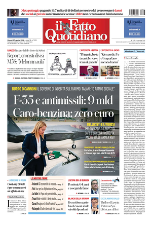 Prima pagina Il Fatto Quotidiano di oggi - Quotidiano nazionale