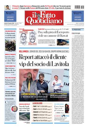 Prima pagina Il Fatto Quotidiano di oggi - Quotidiano nazionale