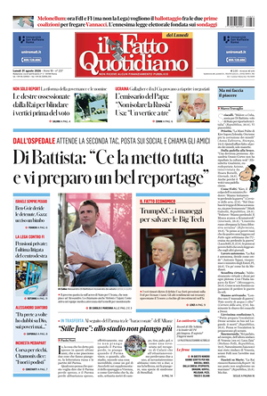 Prima pagina Il Fatto Quotidiano di oggi - Quotidiano nazionale