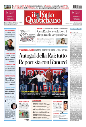 Il Fatto Quotidiano prima pagina