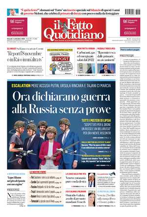 Prima pagina Il Fatto Quotidiano di oggi - Quotidiano nazionale