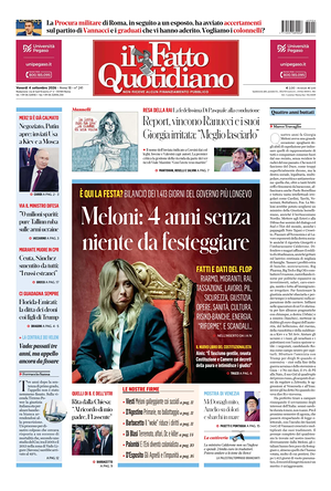 Prima pagina Il Fatto Quotidiano di oggi - Quotidiano nazionale