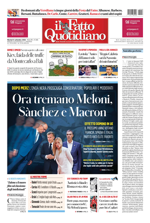 Prima pagina Il Fatto Quotidiano di oggi - Quotidiano nazionale