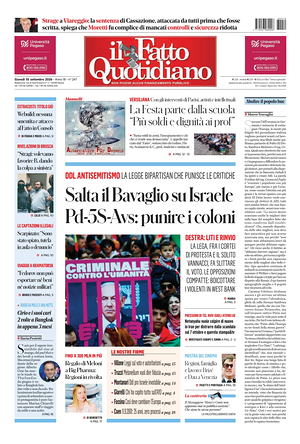 Prima pagina Il Fatto Quotidiano di oggi - Quotidiano nazionale