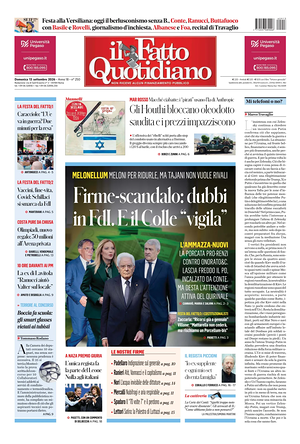 Prima pagina Il Fatto Quotidiano di oggi - Quotidiano nazionale