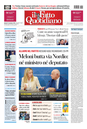 Prima pagina Il Fatto Quotidiano di oggi - Quotidiano nazionale