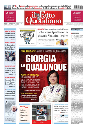 Prima pagina Il Fatto Quotidiano di oggi - Quotidiano nazionale