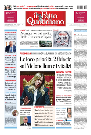 Prima pagina Il Fatto Quotidiano di oggi - Quotidiano nazionale