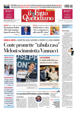 Prima pagina Il Fatto Quotidiano di oggi - Quotidiano nazionale