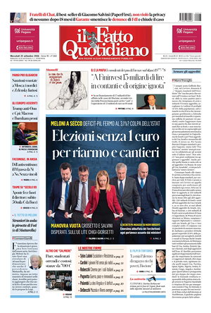 Prima pagina Il Fatto Quotidiano di oggi - Quotidiano nazionale