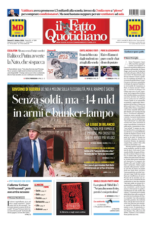 Prima pagina Il Fatto Quotidiano di oggi - Quotidiano nazionale