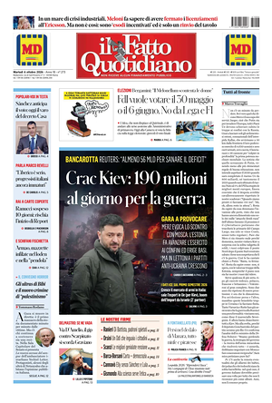 Prima pagina Il Fatto Quotidiano di oggi - Quotidiano nazionale