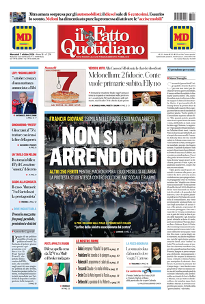 Prima pagina Il Fatto Quotidiano di oggi - Quotidiano nazionale