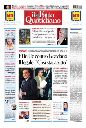 Prima pagina Il Fatto Quotidiano di oggi - Quotidiano nazionale
