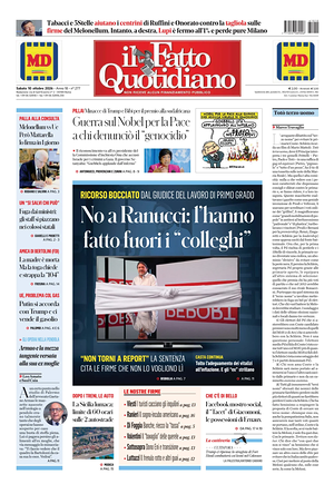 Prima pagina Il Fatto Quotidiano di oggi - Quotidiano nazionale