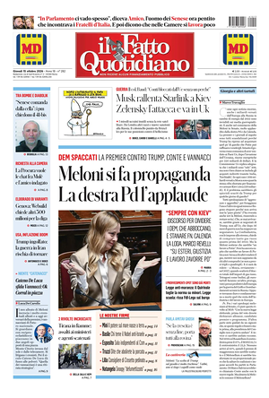 Prima pagina Il Fatto Quotidiano di oggi - Quotidiano nazionale