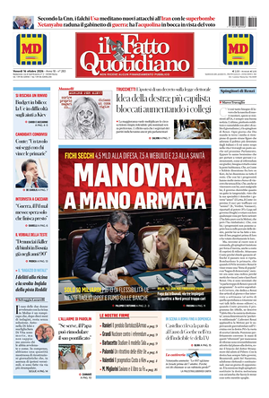 Prima pagina Il Fatto Quotidiano di oggi - Quotidiano nazionale