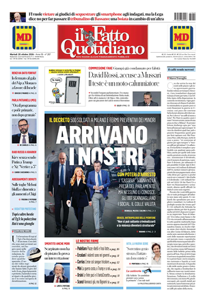 Prima pagina Il Fatto Quotidiano di oggi - Quotidiano nazionale