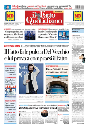Prima pagina Il Fatto Quotidiano di oggi - Quotidiano nazionale