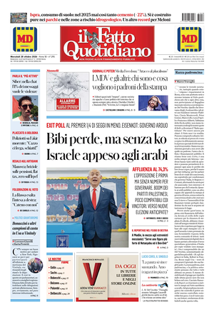 Prima pagina Il Fatto Quotidiano di oggi - Quotidiano nazionale