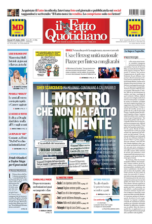 Prima pagina Il Fatto Quotidiano di oggi - Quotidiano nazionale