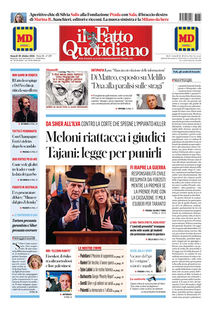 Prima pagina Il Fatto Quotidiano di oggi - Quotidiano nazionale