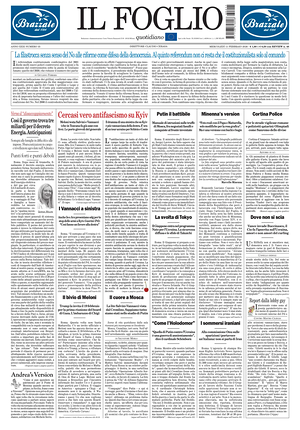 Prima pagina Il Foglio di oggi - Quotidiano nazionale