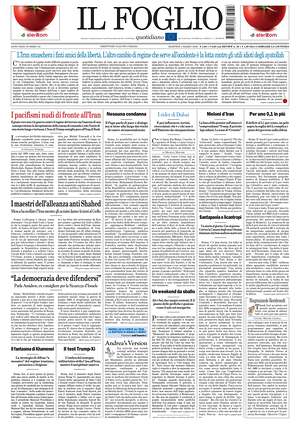 Prima pagina Il Foglio di oggi - Quotidiano nazionale