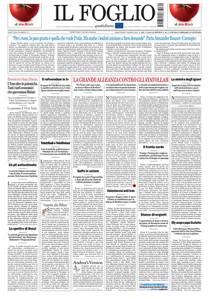Prima pagina Il Foglio di oggi - Quotidiano nazionale