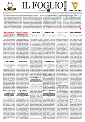 Prima pagina Il Foglio di oggi - Quotidiano nazionale