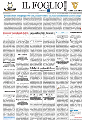 Prima pagina Il Foglio di oggi - Quotidiano nazionale