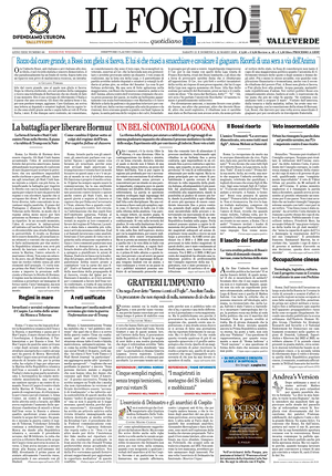 Prima pagina Il Foglio di oggi - Quotidiano nazionale