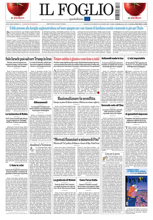 Prima pagina Il Foglio di oggi - Quotidiano nazionale