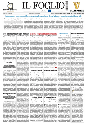 Prima pagina Il Foglio di oggi - Quotidiano nazionale