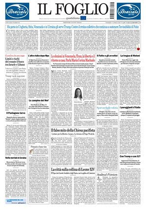 Prima pagina Il Foglio di oggi - Quotidiano nazionale