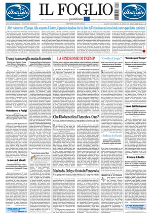 Prima pagina Il Foglio di oggi - Quotidiano nazionale