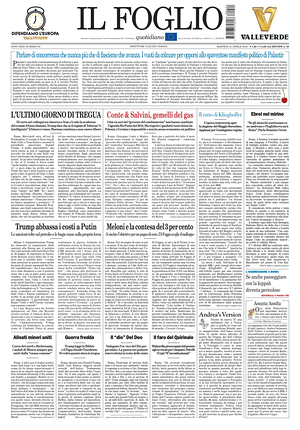 Prima pagina Il Foglio di oggi - Quotidiano nazionale