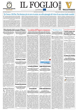 Prima pagina Il Foglio di oggi - Quotidiano nazionale
