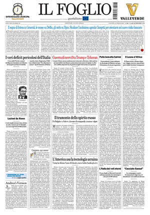 Prima pagina Il Foglio di oggi - Quotidiano nazionale
