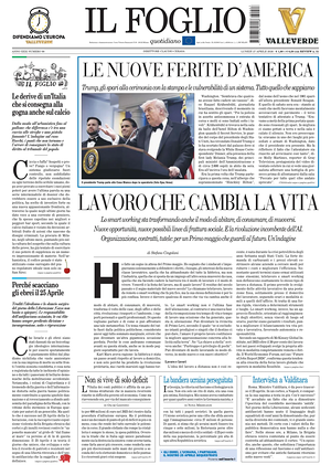 Prima pagina Il Foglio di oggi - Quotidiano nazionale