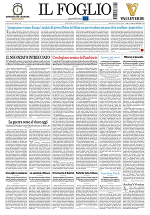 Prima pagina Il Foglio di oggi - Quotidiano nazionale