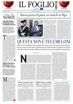Prima pagina Il Foglio di oggi - Quotidiano nazionale