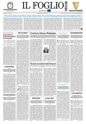 Prima pagina Il Foglio di oggi - Quotidiano nazionale