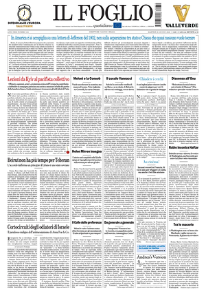 Prima pagina Il Foglio di oggi - Quotidiano nazionale