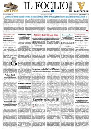 Prima pagina Il Foglio di oggi - Quotidiano nazionale