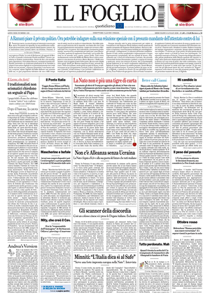 Prima pagina Il Foglio di oggi - Quotidiano nazionale