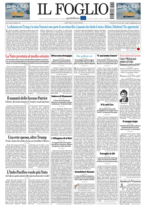 Prima pagina Il Foglio di oggi - Quotidiano nazionale