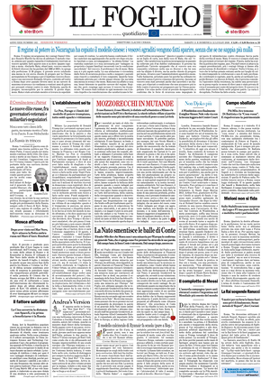 Prima pagina Il Foglio di oggi - Quotidiano nazionale